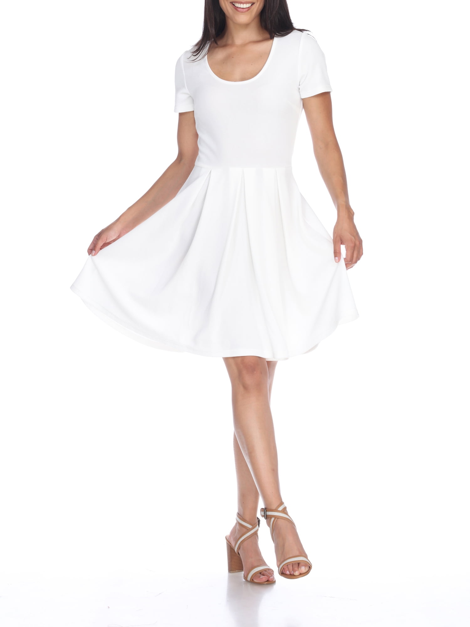 White Notch Neck Mini Flare Dress – Styched Fashion
